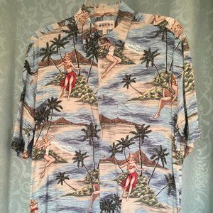Men's M Hawaiian Vintage Aloha shirt - Bikini Babes & Palm Trees